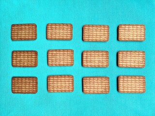 Biscuits isolated on light green background