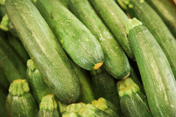 fresh zucchini on the market