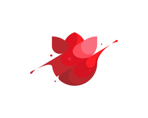 Flower colorful modern minimal style illustration. Creative icon logo splash concept explosion with drops. Tulip logo emblem symbol logotype.