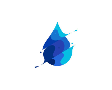 Abstract water aqua colorful modern minimal style illustration. Creative icon logo splash concept explosion with drops. Water drop logo emblem symbol logotype