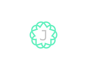 Premium letter J vector logotype. Elegant floral frame with letter icon logo. Alphabet symbol mark