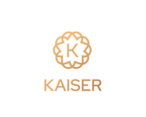 Fototapeta premium Premium letter K logotype. Elegant floral frame with letter icon logo. Alphabet symbol mark.