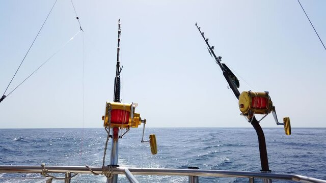 Deep Sea Fishing Reel on a boat 