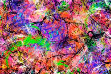 Abstract image of overlapping multicolored wavy pattern