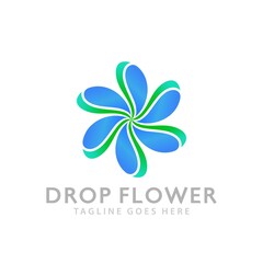 Awesome Drop Flower Logos Design Vector Illustration Template