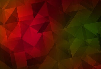 Dark Green, Red vector polygon abstract background.