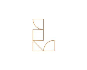 Abstract letter L logo design template on white background. Premium line gradient alphabet from geometric shapes emblem sign symbol mark logotype.