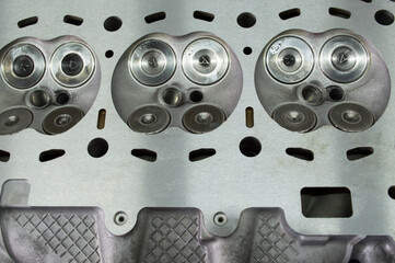 Intake and exhaust valves installed in the engine block head