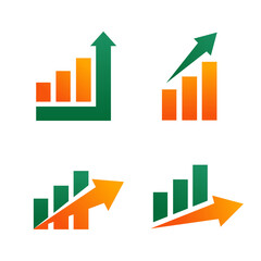 logo icon set financial graph profit