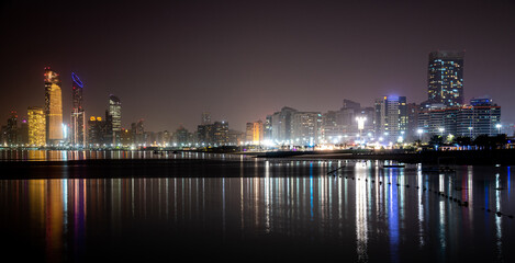 The Night panorama of Abu Dhabi, UAE