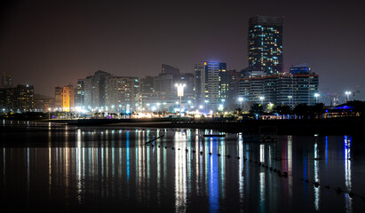 Fototapeta na wymiar The Night panorama of Abu Dhabi, UAE