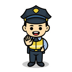 Policeman cute cartoon character design