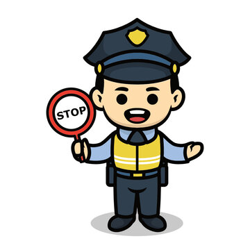 Policeman cute cartoon character design