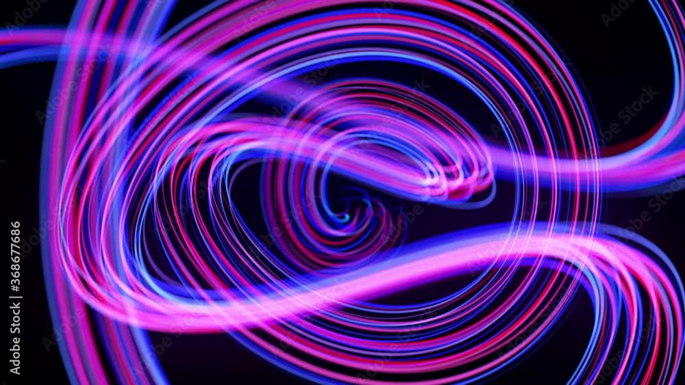 Poster light flow bg in 4k. abstract looped background with light trails, stream of red blue neon lines in 
