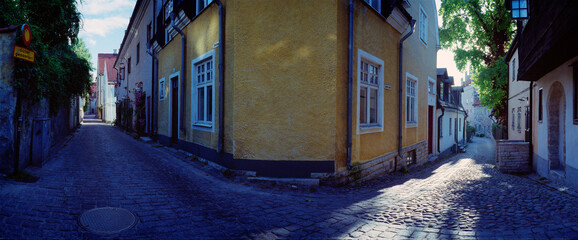 Fototapeta na wymiar Waking street, Visby