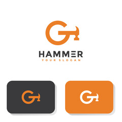 the letter G hammer logo