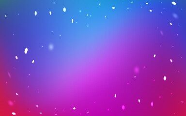 Light Pink, Blue vector background with xmas snowflakes. Snow on blurred abstract background with gradient. The pattern can be used for new year leaflets.