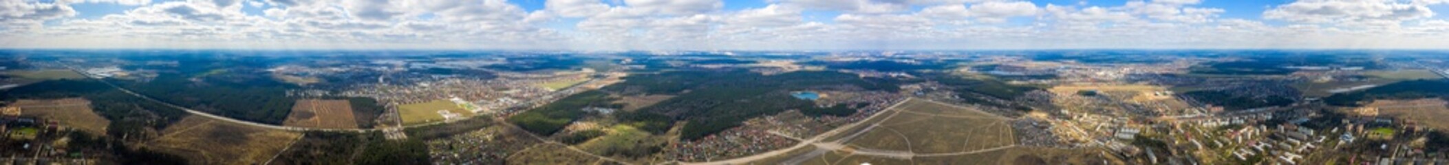 panorama of the settlement of Monino in the Moscow region, view from above.