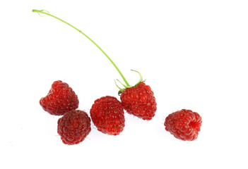 fresh red raspberry isolated on white background