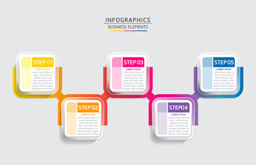 Vector elements for infographic. presentation and chart. steps or processes. 
options number workflow template design.5 step. 