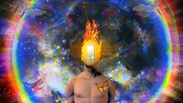 Man with burning mind