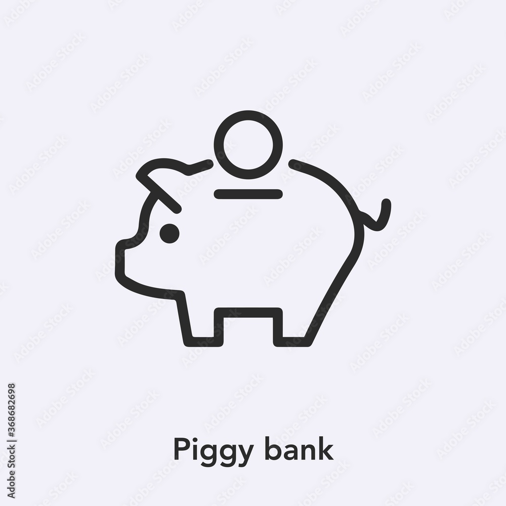 Poster piggy bank icon vector. linear style sign for mobile concept and web design. piggy bank symbol illus