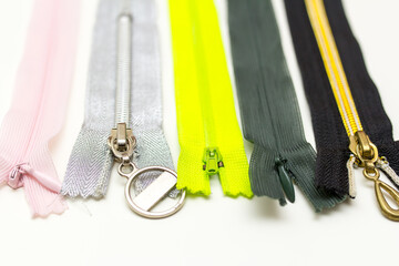 zipper for clothes on a white background