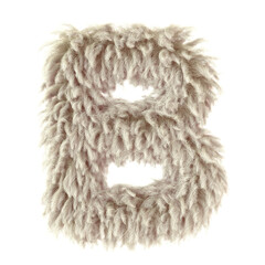 3d wild animal fur letter B