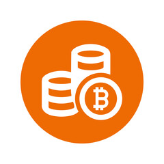 Finance, bitcoin icon / orange vector