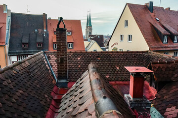  View at historical center of old German city Nuremberg from the Nuremberg castle, Germany. October...
