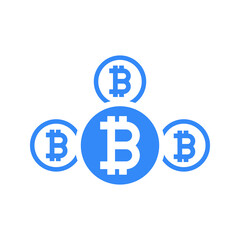 Bitcoin, digital currency blue icon
