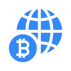 Bitcoin, global investment blue icon