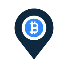 Bitcoin, location map icon design