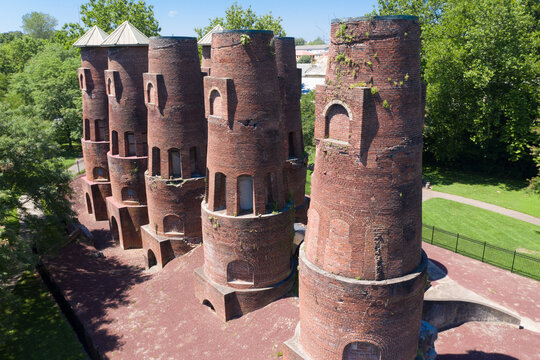 Old cement kilns from the 19th century, out of use in Coplay, Pennsylvania