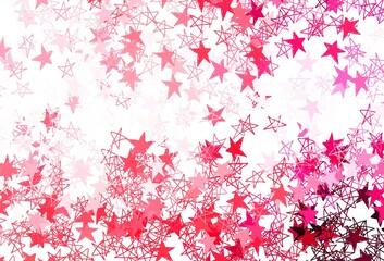 Light Pink, Red vector pattern with christmas stars.