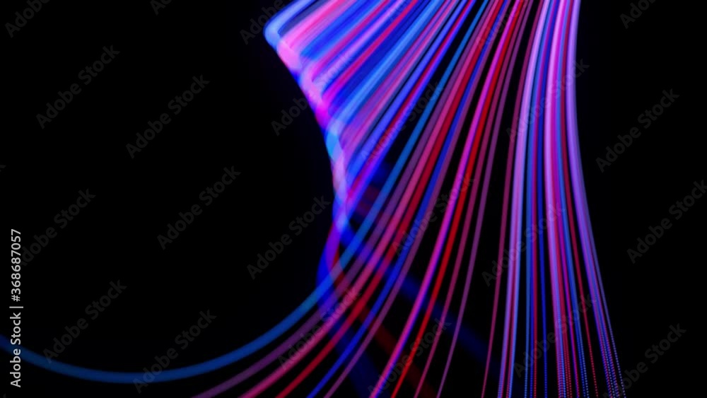Aufkleber light flow bg in 4k. abstract looped background with light trails, stream of red blue neon lines in 