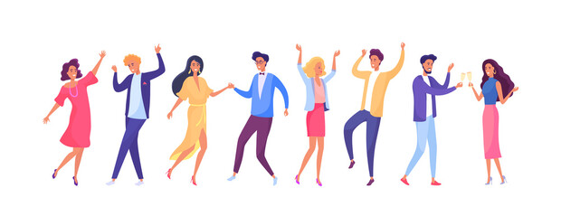 Dancing people party cartoon vector illustration