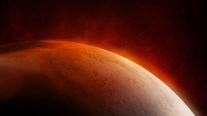 Obraz na płótnie Canvas Surface of the red planet Mars close-up.