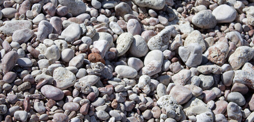 Abstract background texture, Colorful sea stones, top view