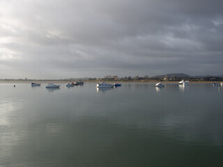 Boats Anchored In Tauranga Harbour