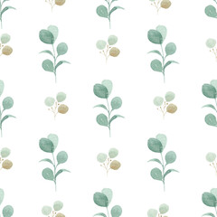 Sewing fabric with Eucalyptus watercolor digital paper. Greenery ...
