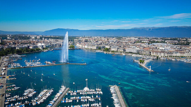 Lake Geneva In Switzerland From Above - Drone Photography