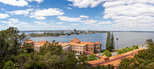 Panoramic view  looking across to the Mill Point Reserve from Kings Park, Perth, Australia on 25...