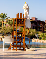 Life guard cheer on swimming pool
