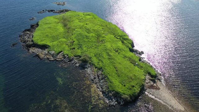 Aerial view of an Island by Bruckless in County Donegal - Ireland
