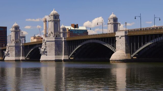 Longfellow Bridge on a summer afternoon in Boston Massachusetts closeup shot
