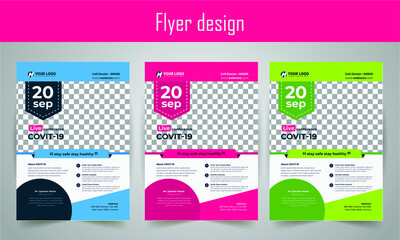 COVID-19 virtual conference flyer template design, Medical product sale, coronavirus COVID-19 flyer template, Flyer, infographic, modern layout, size A4,  Poster, Corporate Presentation, EPS 10
