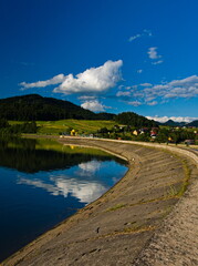 Dam in the village Sromowce Wyżne. Lake Sromowce. Pieniny. Poland