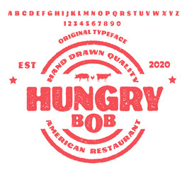 Hand drawn vintage retro font.