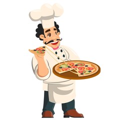 Cartoon Illustration of Cheerful Chef Cook Showing